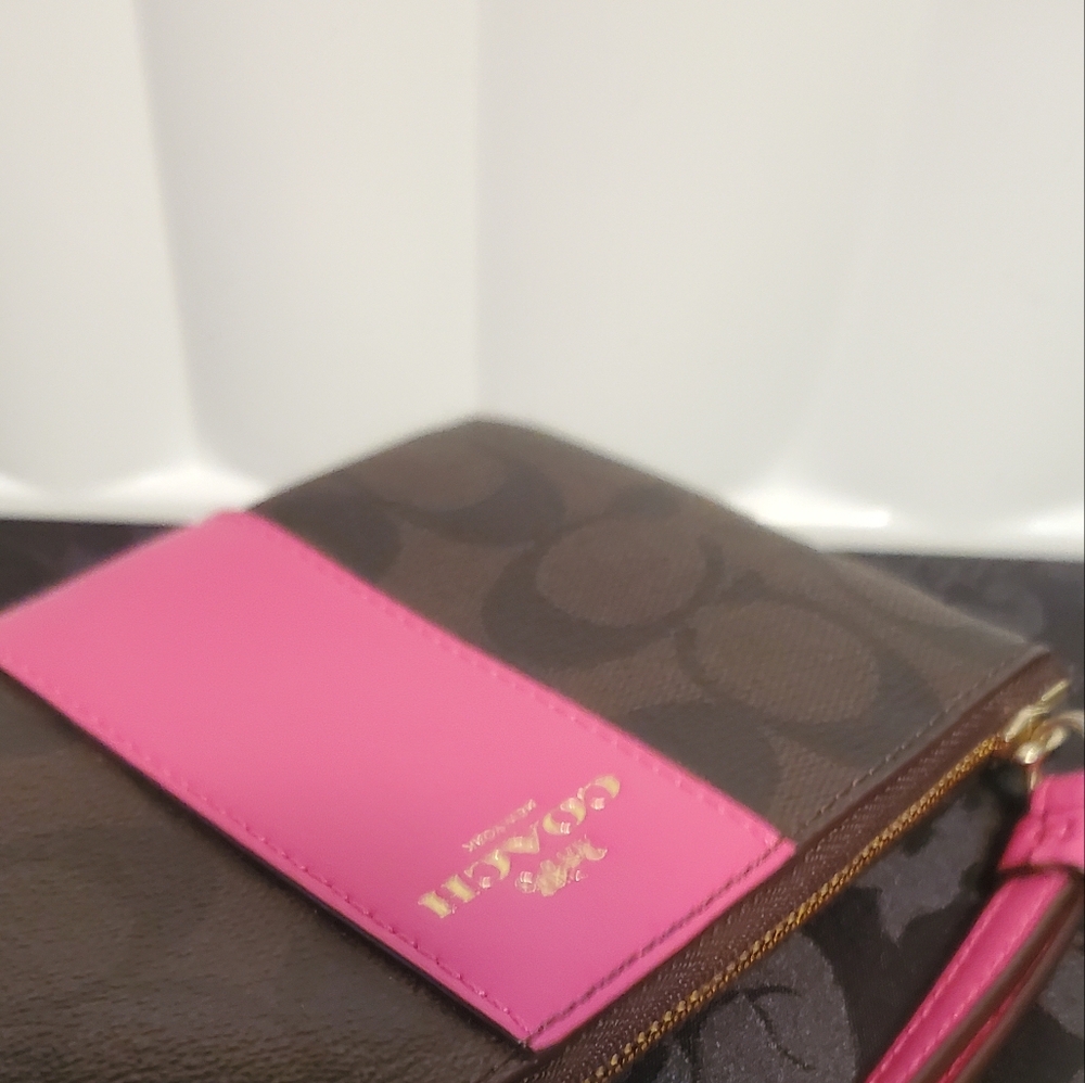 Coach Brown and Pink Wristlet - Picture 5 of 8